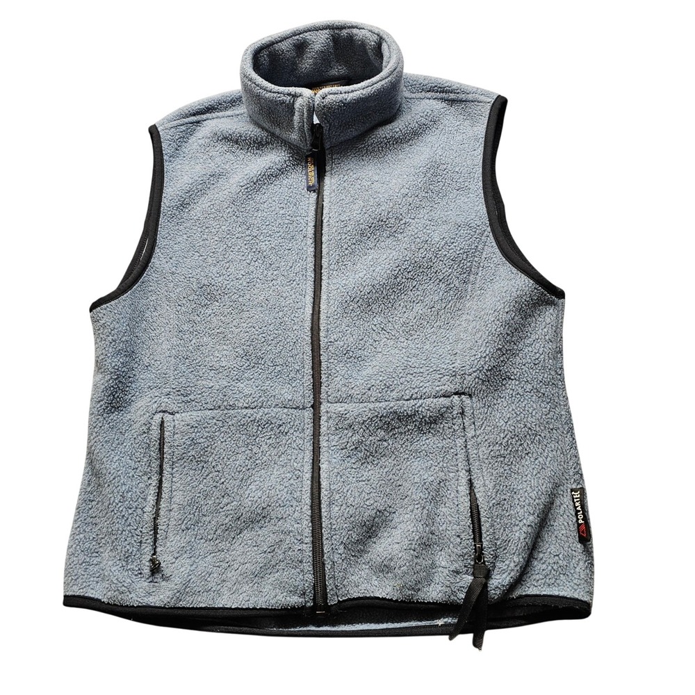 Woolrich Polartec Fleece Vest Mens Small Blue Gray Full Zip Outdoor Layering